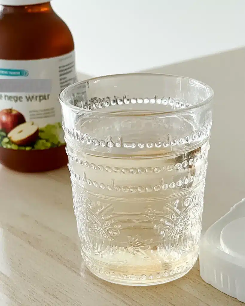 Glass of apple cider vinegar drink for weight loss on counter