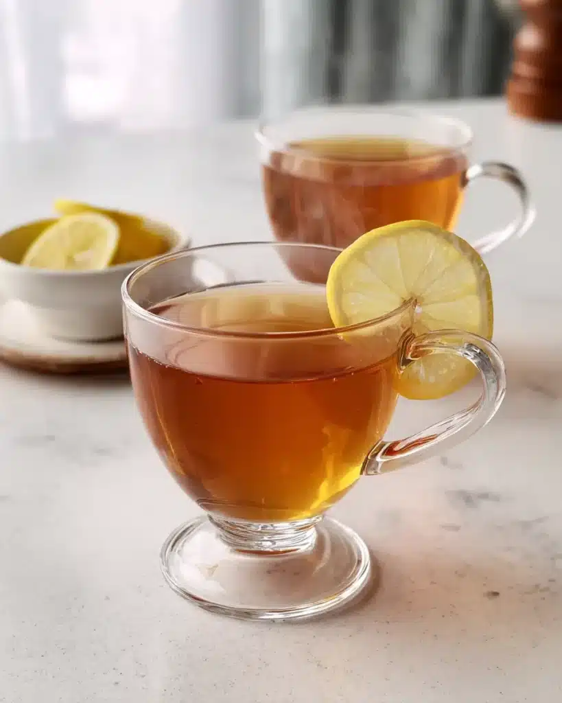 Dr Jennifer Ashton Gelatin Trick Explained (2026 Guide) 9 Dr Jennifer Ashton gelatin trick warm drink with lemon in glass cups on a clean white surface