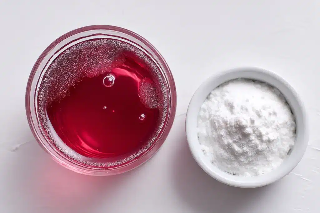 Dr Oz Pink Gelatin Recipe for Weight Loss, Bariatric Jello in 2 Minutes 7 Dr Oz Pink Gelatin Recipe drink with unflavored gelatin powder in a ramekin on a white surface